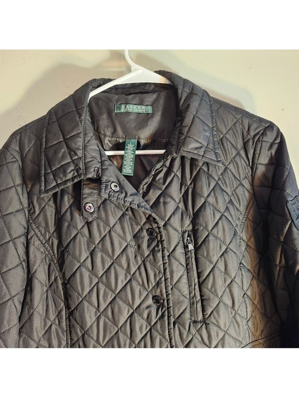 Ralph Lauren Women's Quilted Utility Jacket - Black Sz L - Picture 3 of 8